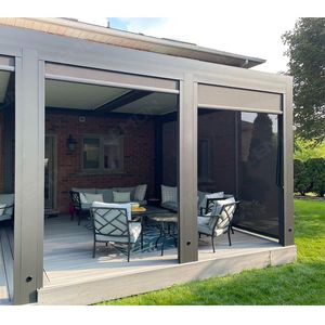 Aluminium-Pergola mit Schwarzen Rollos für Gartendekoration Außenbereiche Einfach zu Montieren und Pulverbeschichteter Rahmen - Product Image 4