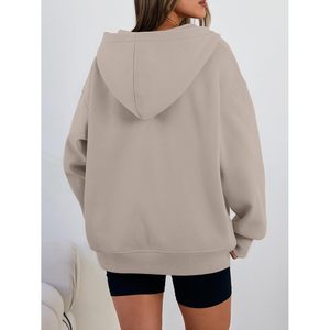 Sudadera con Capucha Extra Grande para Mujer, Cuello en V, Felpa, Hombros Caídos, con Bolsillos, Largo Regular, Ropa Casual - Product Image 4
