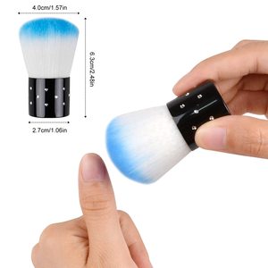 Kit de 19 pinceaux à ongles en acrylique bleu clair avec 5 stylos à points et brosse anti-poussière pour salon de manucure - Product Image 6
