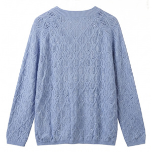 <span class=keywords><strong>Pull</strong></span> en tricot pour femme à col en V, motif losanges, broderie de sequins, ample et <span class=keywords><strong>sexy</strong></span>, <span class=keywords><strong>pull</strong></span> blanc élégant et stylé - Product Image 3