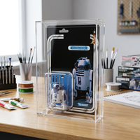 Vitrine d'exposition en acrylique premium pour figurines de 3,75 pouces avec carte |   Boîte de protection anti-UV avec fond coulissant R2-D2
