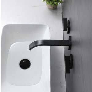Robinet de lavabo mural 35 mm en cuivre, design cascade, pour lavabo de salle de bain - Product Image 1