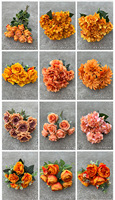 Fleurs artificielles orange de haute qualité en gros pour la décoration de mariage et de la maison