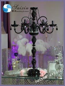 ZT-180 Wholesale Wedding Centerpiece Crystal <strong>Black</strong> <strong>Candelabra</strong> - Product Image 4