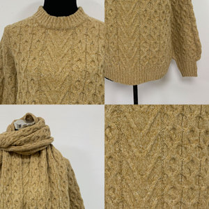Ensemble 2 pièces tricoté pour femme : <span class=keywords><strong>Pull</strong></span> en maille torsadée camel et écharpe assortie, <span class=keywords><strong>pull</strong></span> texturé nid d'abeille, <span class=keywords><strong>pull</strong></span> d'hiver confortable - Product Image 4