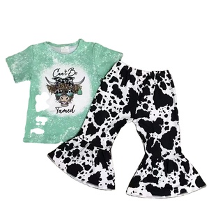 Patrón de impresión personalizado Ropa para niñas Top de manga corta y pantalones Traje Patrones de flores de caballo Trajes PARA NIÑOS 2 piezas al por mayor - Product Image 5