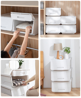 Boîte de rangement ménagère de style japonais, ouverture frontale, en plastique, superposable, pour jouets, vêtements, boîte de rangement en cube