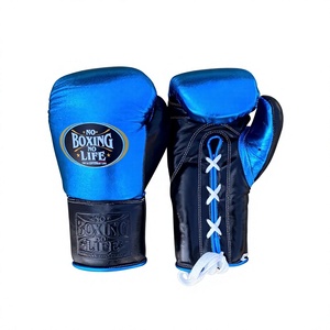Ensemble de sparring personnalisé No Boxing No Life noir et bleu, comprenant des gants de boxe, un casque de protection et une protection inguinale respirante à lacets - Product Image 3
