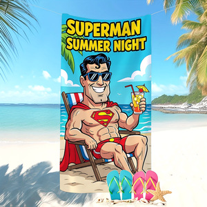 Serviette de plage ChamXue, best-seller, <span class=keywords><strong>DC</strong></span> <span class=keywords><strong>Comics</strong></span>, Superman, dessin animé pour enfants, serviette de plage et de bain en microfibre, été, douce et confortable - Product Image 1