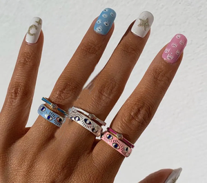 Cincin Enamel Mata Yunani Emas untuk Wanita, Cincin Cincin Buku Jari Mata Jahat, Perhiasan Enamel Warna-warni untuk Wanita - Product Image 4