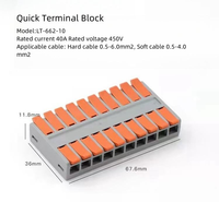 Connecteurs d'alimentation électriques universels rapides compacts -512/513/514/515 avec éclairage LED, contacts en laiton et cuivre, 600V 20A