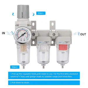 Unità di trattamento dell'aria a tre stadi NANPU-filtro antiparticolato da 5 Micron, filtri a coalescenza da 0.5-0.01 Micron, regolatore di pressione dell'aria