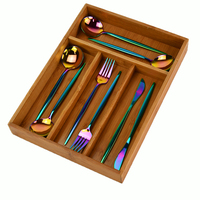 Tiroir multifonctionnel en bois de bambou Organisateur de couverts pour cuisine pour la maison, la fête, le restaurant et la cuisine Rangement