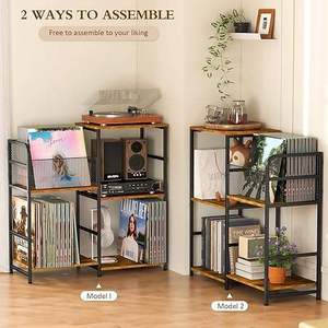 Soporte para <span class=keywords><strong>Tocadiscos</strong></span> de Vinilo de Cuatro Niveles, Metálico, Impermeable, Almacena Más de 300 Álbumes, Mueble de Almacenamiento para Sala de Estar - Product Image 4