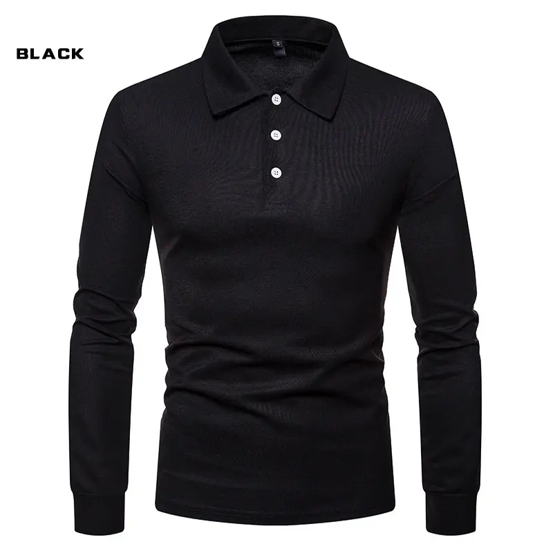2022 Top sales professional supplier customer solid color golf shirt for men rugby polo long sleeve 100% cotton camisas polo