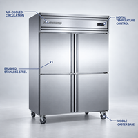 Réfrigérateur vertical commercial à 6 portes en acier inoxydable, grande capacité, réfrigérateur-congélateur pour restaurant, hôtel, cuisine