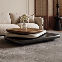 Table basse rotative minimaliste italienne en galets de pierre carrés, moderne et simple, pour petit appartement, salon, avec rangement, sans assemblage