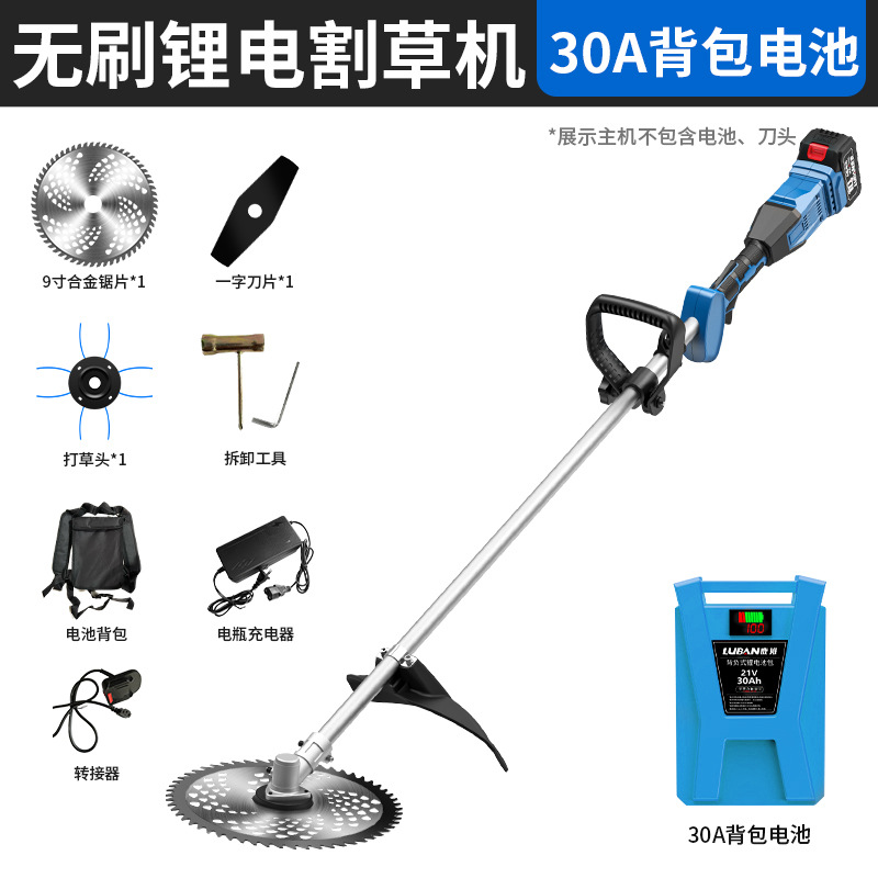 Tondeuse à gazon arrière à moteur sans balais + batterie de sac à dos 30A