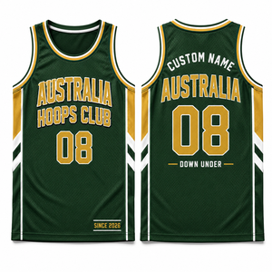 Camiseta de Baloncesto Personalizada para Fanáticos de Australia, con Nombre y Número del Equipo, Sin Mangas, Malla Impresa, 100% Poliéster, Color Personalizado, Deportiva - Product Image 4