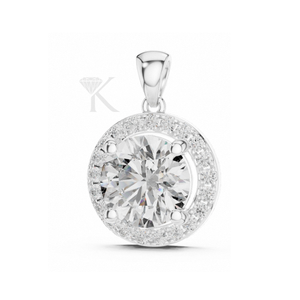 Pendentif halo en diamant naturel suspendu en argent, certifié IGI, bijou élégant et moderne, collier flottant de luxe - Product Image 3