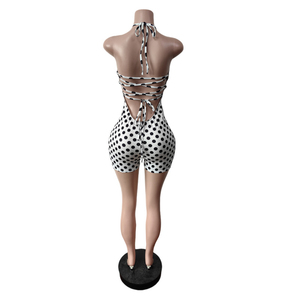 Viviblook Z401RP Nuevo Mono de Verano para Mujer, Halter sin Espalda, Estampado, de Puntos, con Cordones, Tallas Grandes, ¡Venta Caliente! - Product Image 4