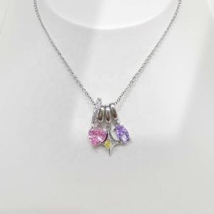 Collar con colgante de estrella y corazón de plata de ley 925, joyería fina con circonita rosa, delicado collar chapado en oro para niñas, ideal para el verano. - Product Image 4