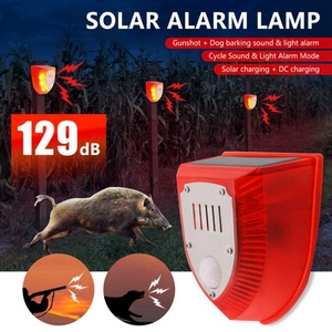 Luz de Seguridad Solar con 6 LED, Alarma de 129db, Luz Estroboscópica de Advertencia Solar, Impermeable, Sensor de Movimiento <span class=keywords><strong>PIR</strong></span> LED, Luz Solar para Granja o Establos - Product Image 1