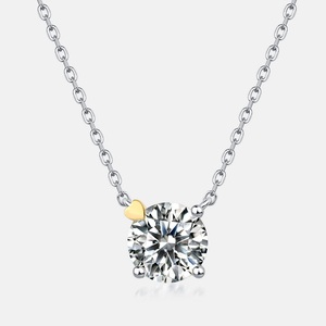 <span class=keywords><strong>Oro</strong></span> bianco placcato <span class=keywords><strong>925</strong></span> argento Sterling collana pendente 1 carato Moissanite CZ solitario Design per fidanzamento festa di nozze - Product Image 1