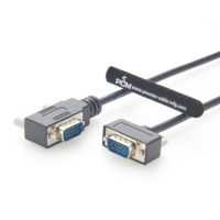 Ultratipis 90 derajat kanan bersudut VGA HD15 kabel Male-to-male desain profil rendah PVC konduktor tembaga terlindung ganda