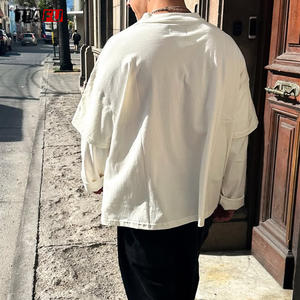 Custom Cotton Summer Blanks Baggy Sweatshirts Drop Shoulder Double Layer Long Sleeve Boxy t <strong>Shirt</strong> for <strong>Men</strong> Clothing Manufacturer - Product Image 1