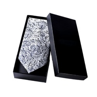 Boîte cadeau rigide en carton noir avec couvercle et base, personnalisable avec logo, pour foulards et accessoires pour hommes