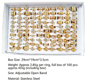 Stainless Steel Open <b>Adjustable</b> <b>Rings</b> For Women European American Full Diamond Inlaid Statement <b>Rings</b> - Product Image 3