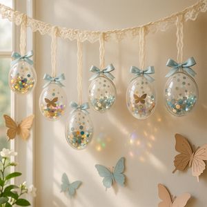 Decoración de Pascua, Huevos de Plástico Transparente Huecos <span class=keywords><strong>para</strong></span> Decorar - 10 cm - 10 Piezas y Decoración de Huevos - Product Image 6