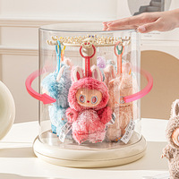 Boîte de présentation des pendentifs Labubu Rotation transparente pour poupée Labubu Porte-jouets avec personnages congelés