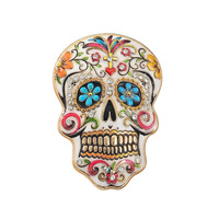 Broche de Calavera con Flores de Colores del Día de Muertos Mexicano para Halloween