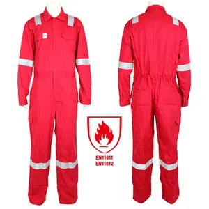 Yansıtıcı bant iş giysisi ile çalışma takım erkekler tulum alev direnci frc giyim yangın geciktirici pamuklu tulum tulumlar