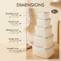 Lot de 5 boîtes de conservation hermétiques pour fruits et légumes avec passoire amovible pour l'organisation des produits frais