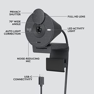 Webcam Brio 305 Full HD 1080p avec micros mono anti-bruit et confidentialité, USB-C – Vente en gros - Product Image 6