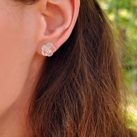 Original Pink Crystal Flower Ohr stecker 925 Sterling Silber 18 Karat vergoldet handgemachte China feine Geschenk Verlobung Hochzeits feier
