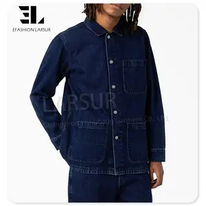 LARSUR Custom factory coaches cotton denim work jacket workers workwear mechanic chore coat jacket carpenter work jacket