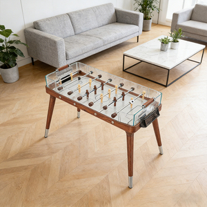 Table de Football de Table Moderne et Élégante avec Plateau en Verre Trempé, Taille Personnalisable, Logo, Design Autoportant, Poignées en Bois - Product Image 1
