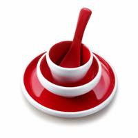 Ensemble de vaisselle en mélamine bicolore blanc et rouge, bol et assiette bicolores de style nordique moderne pour la maison et la restauration, usage quotidien CE