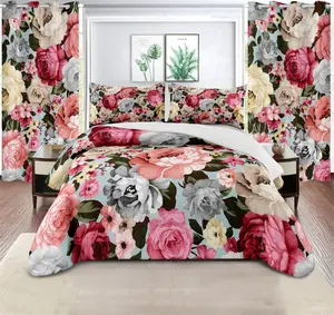High Quality Plant Curtain Bedding Set 3D Printed 6pcs Bedsheets For Home And Bedroom