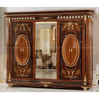 Ensemble de meubles de chambre à coucher en bois massif, lits en bois sculpté, meubles de chambre à coucher de style antique français, taille king size