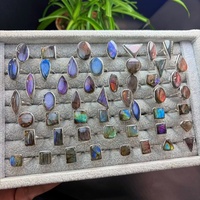 Bague ajustable en labradorite naturelle, artisanat en cristal, argent 925, pierres précieuses multiformes, bijoux en cristal pour femmes, usage quotidien