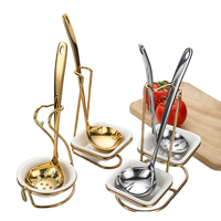 Ensemble bol carré double et porte-cuillère-or
