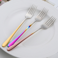 Fourchette à fruits coréenne en acier inoxydable, fourchette de table dorée pour dessert, idéale pour hôtels, fêtes et cuisine - Vente en gros