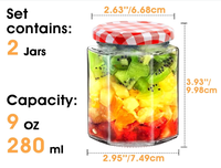 Hexagonal Glass Jam Jars with Red Gingham Lid
