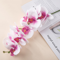 Orchidée artificielle 92 cm, blanc et violet, toucher réel, fleurs artificielles pour la décoration de la maison, centre de table DIY, fabrication de fleurs décoratives