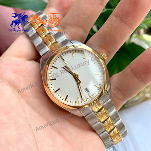 5A qualité haut de gamme luxe doux Couple trois broches montre à Quartz bracelet en acier inoxydable calendrier pointeur saphir cristal 30m - Product Image 4